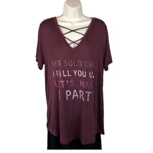 Lyric Culture Purple Knit Top T-Shirt Size XL